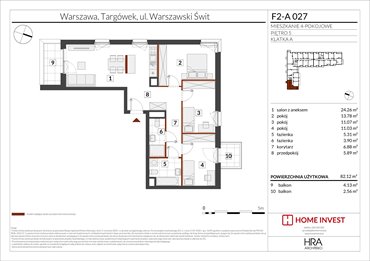 rzut mieszkanie na sprzedaż 82m2 mieszkanie Warszawa, ul. Warszawski Świt