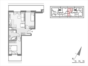 rzut mieszkanie na sprzedaż 45m2 mieszkanie Kraków, ul.Glogera 9,11