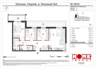 rzut mieszkanie na sprzedaż 80m2 mieszkanie Warszawa, Targówek, ul. Warszawski Świt 12