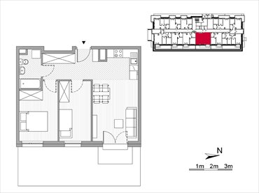 rzut mieszkanie na sprzedaż 50m2 mieszkanie Kraków, Mistrzejowice, Os. Piastów 77