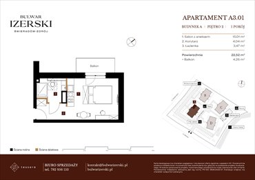 rzut mieszkanie na sprzedaż 23m2 mieszkanie Świeradów Zdrój, Senatoryjna/Szkolna