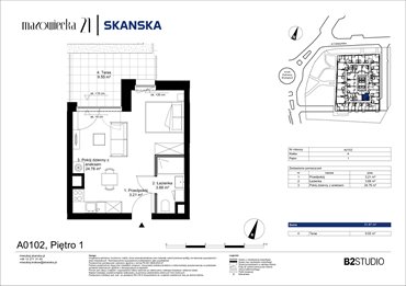 rzut mieszkanie na sprzedaż 32m2 mieszkanie Kraków, Krowodrza, ul. Mazowiecka 21