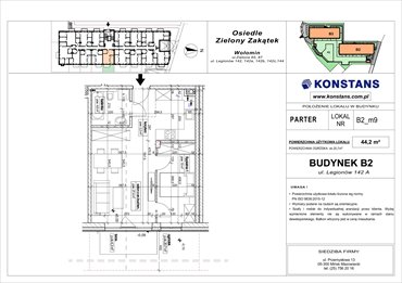 rzut mieszkanie na sprzedaż 44m2 mieszkanie Wołomin, Legionów 142A i 144