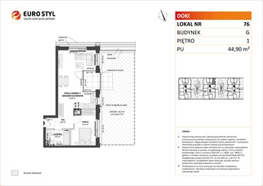 rzut mieszkanie na sprzedaż 45m2 mieszkanie Gdańsk, Śródmieście, ks. Jerzego Popiełuszki/Rybaki Górne