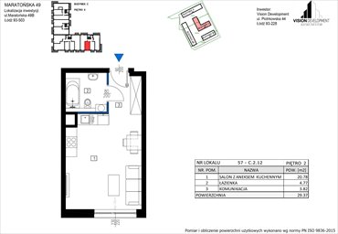 rzut mieszkanie na sprzedaż 29m2 mieszkanie Łódź, Retkinia, Maratońska 49C