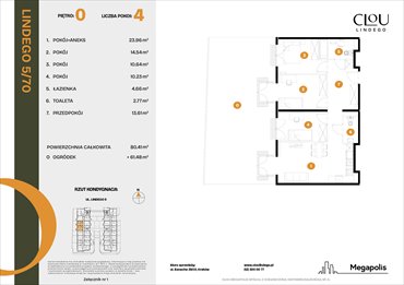 rzut mieszkanie na sprzedaż 80m2 mieszkanie Kraków, Lindego 5
