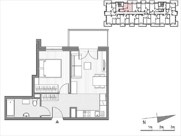 rzut mieszkanie na sprzedaż 38m2 mieszkanie Kraków, Mistrzejowice, Os. Piastów 77