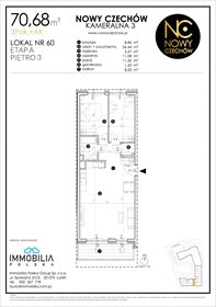 rzut mieszkanie na sprzedaż 71m2 mieszkanie Lublin, CZECHÓW, Kameralna 3