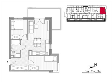 rzut mieszkanie na sprzedaż 51m2 mieszkanie Kraków, Mistrzejowice, Os. Piastów 77