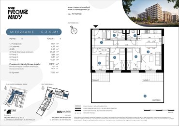 rzut mieszkanie na sprzedaż 73m2 mieszkanie Wrocław, Kleczków, ul. Czochralskiego/ Miłosza