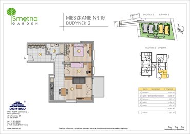 rzut mieszkanie na sprzedaż 63m2 mieszkanie Kraków, Bronowice Wielkie, Smętna 1