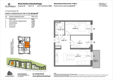 rzut mieszkanie na sprzedaż 65m2 mieszkanie Łódź, Widzew, Przybyszewskiego 292-300