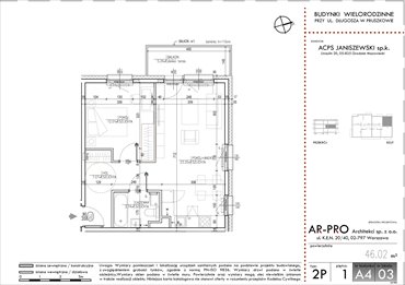 rzut mieszkanie na sprzedaż 46m2 mieszkanie Pruszków, Bąki, Długosza 42
