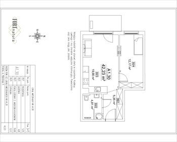 rzut mieszkanie na sprzedaż 42m2 mieszkanie Kraków, Krowodrza, Wybickiego 5