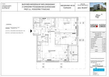 rzut mieszkanie na sprzedaż 54m2 mieszkanie Kraków, Dębniki, Podgórki Tynieckie