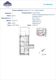 rzut mieszkanie na sprzedaż 73m2 mieszkanie Kraków, Bronowice Wielkie, Stawowa