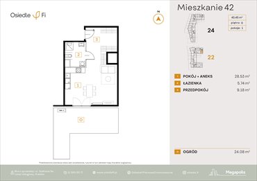 rzut mieszkanie na sprzedaż 43m2 mieszkanie Kraków, Rzemieślnicza 22-24
