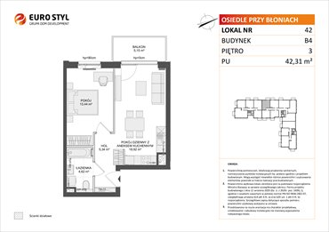 rzut mieszkanie na sprzedaż 42m2 mieszkanie Rumia, Janowo, Błoń Janowskich