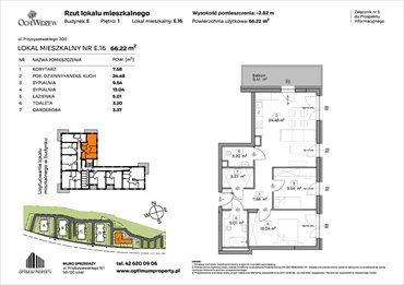 rzut mieszkanie na sprzedaż 66m2 mieszkanie Łódź, Widzew, Przybyszewskiego 292-300