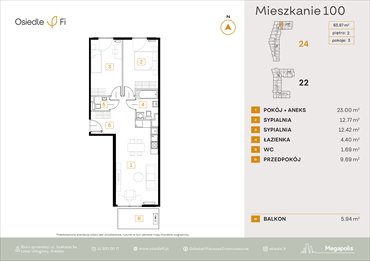 rzut mieszkanie na sprzedaż 64m2 mieszkanie Kraków, Rzemieślnicza 22-24
