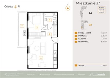 rzut mieszkanie na sprzedaż 46m2 mieszkanie Kraków, Rzemieślnicza 22-24