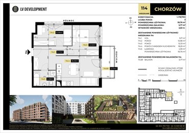 rzut mieszkanie na sprzedaż 56m2 mieszkanie Chorzów, 3 Maja 94'