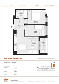 rzut mieszkanie na sprzedaż 49m2 mieszkanie Kraków, Mistrzejowice, Osiedle Piastów 63