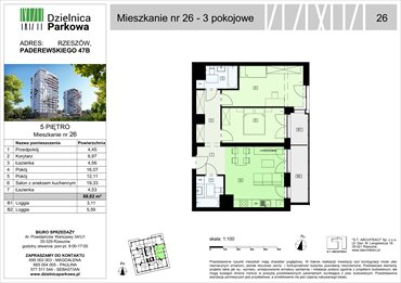 rzut mieszkanie na sprzedaż 68m2 mieszkanie Rzeszów, Paderewskeigo 51