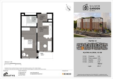 rzut mieszkanie na sprzedaż 39m2 mieszkanie Szczecin, Centrum, al. Wyzwolenia 70 / ul. Staszica 21