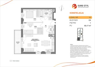 rzut mieszkanie na sprzedaż 60m2 mieszkanie Gdynia, Pogórze, Paderewskiego