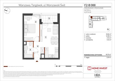 rzut mieszkanie na sprzedaż 41m2 mieszkanie Warszawa, ul. Warszawski Świt