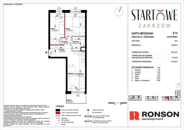 rzut mieszkanie na sprzedaż 54m2 mieszkanie Wrocław, Psie Pole, Zatorska, róg Sobieskiego