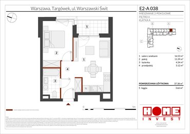 rzut mieszkanie na sprzedaż 37m2 mieszkanie Warszawa, Targówek, ul. Warszawski Świt