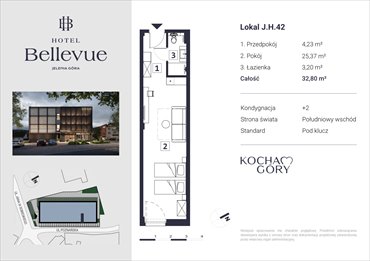 rzut mieszkanie na sprzedaż 33m2 mieszkanie Jelenia Góra, Centrum, ul. Jana III Sobieskiego 56