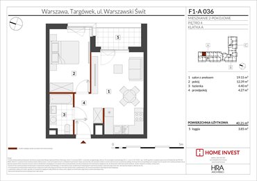 rzut mieszkanie na sprzedaż 40m2 mieszkanie Warszawa, ul. Warszawski Świt