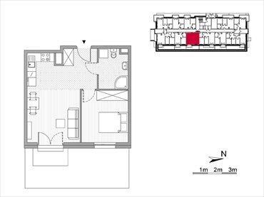 rzut mieszkanie na sprzedaż 42m2 mieszkanie Kraków, Mistrzejowice, Os. Piastów 78
