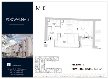 rzut mieszkanie na sprzedaż 40m2 mieszkanie Radom, Śródmieście, Podwalna 5