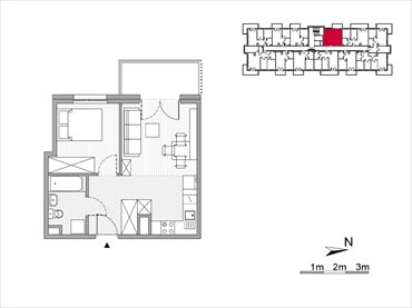 rzut mieszkanie na sprzedaż 35m2 mieszkanie Kraków, Mistrzejowice, Os. Piastów 77