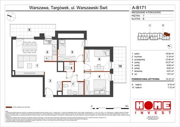 rzut mieszkanie na sprzedaż 74m2 mieszkanie Warszawa, Targówek, ul. Warszawski Świt 12