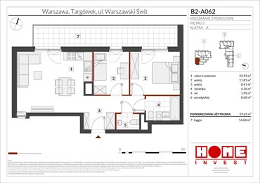 rzut mieszkanie na sprzedaż 59m2 mieszkanie Warszawa, Targówek, ul. Warszawski Świt 12