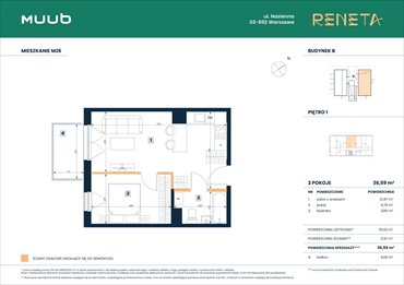 rzut mieszkanie na sprzedaż 37m2 mieszkanie Warszawa, Włochy, Nasienna 11