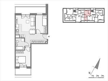 rzut mieszkanie na sprzedaż 46m2 mieszkanie Kraków, ul.Glogera 9,11