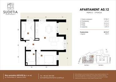 rzut mieszkanie na sprzedaż 60m2 mieszkanie Jelenia Góra, POZNAŃSKA 4