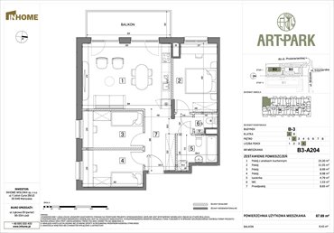rzut mieszkanie na sprzedaż 68m2 mieszkanie Łódź, Polesie, Wołowa 4A