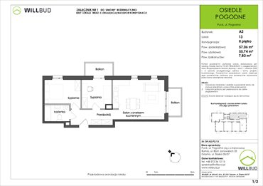 rzut mieszkanie na sprzedaż 56m2 mieszkanie Puck, Pogodna