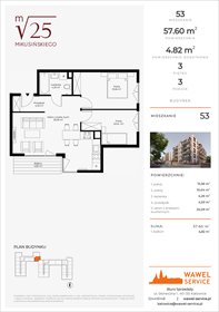 rzut mieszkanie na sprzedaż 58m2 mieszkanie Katowice, Mikusińskiego 25