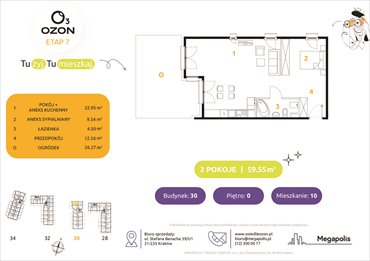 rzut mieszkanie na sprzedaż 60m2 mieszkanie Kraków, Prądnik Biały, Banacha 28-34