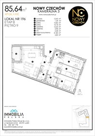 rzut mieszkanie na sprzedaż 86m2 mieszkanie Lublin, CZECHÓW, Kameralna 3