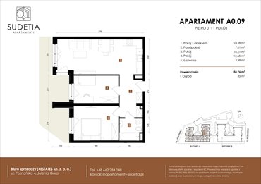 rzut mieszkanie na sprzedaż 59m2 mieszkanie Jelenia Góra, POZNAŃSKA 4