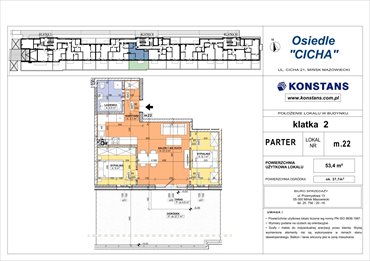 rzut mieszkanie na sprzedaż 53m2 mieszkanie Mińsk Mazowiecki, Cicha 12